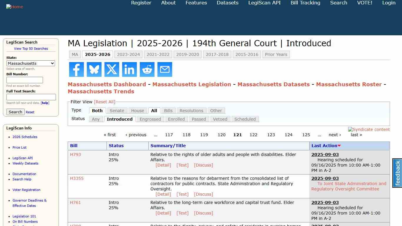 MA Legislation 2025-2026 194th General Court Introduced LegiScan