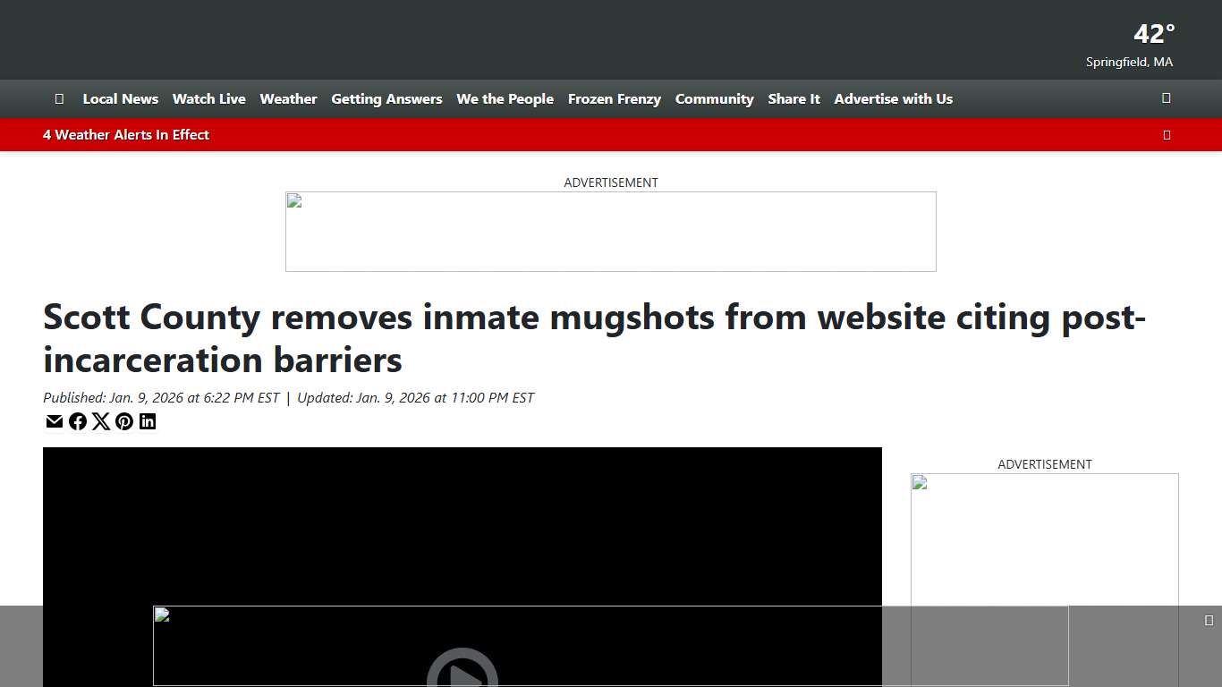 Scott County removes inmate mugshots from website citing post-incarceration barriers